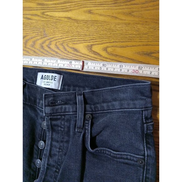 AGOLDE Jeans Womens 25 BLACK faded BUTTON FLY STRAIGHT LEGS ? Preowned Denim - Picture 8 of 12